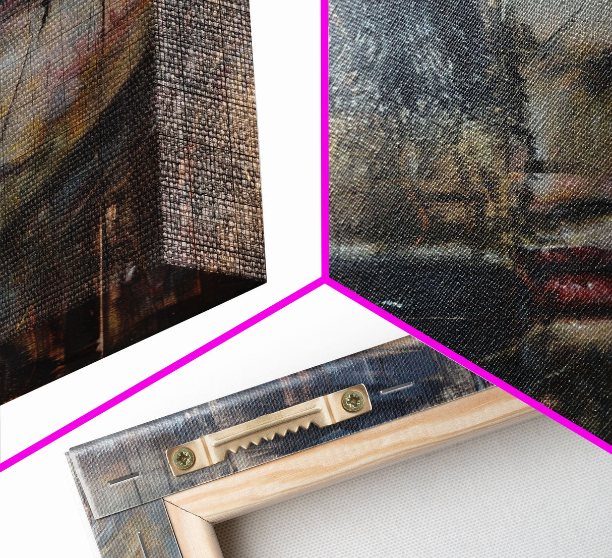 Half Witch Half Wolf, Double Exposure, Unique Halloween Art Framed Canvas Print, Halloween Products, Spooky Witch Poster Art