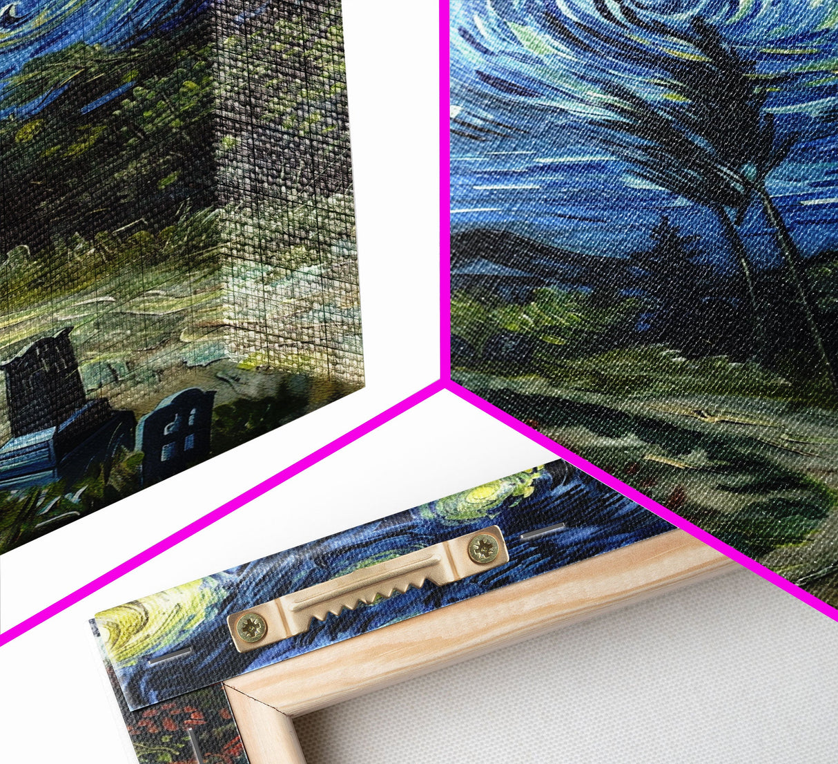 Starry Night Inspired Haunted Cemetary, Haunted Grave Yard, Spooky Season Wall Art, Halloween Decor