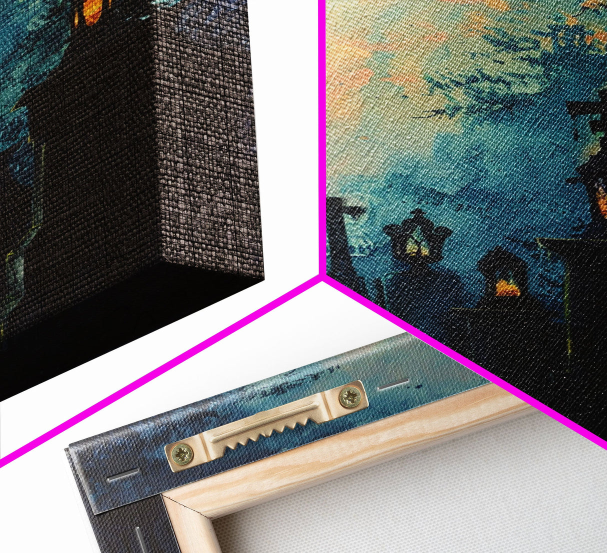 Haunted Cemetery Framed Canvas Print, Halloween Wall Art, Gothic Graveyard Art, Spooky Lantern Decor, Cemetery Lights, Horror Home Decor