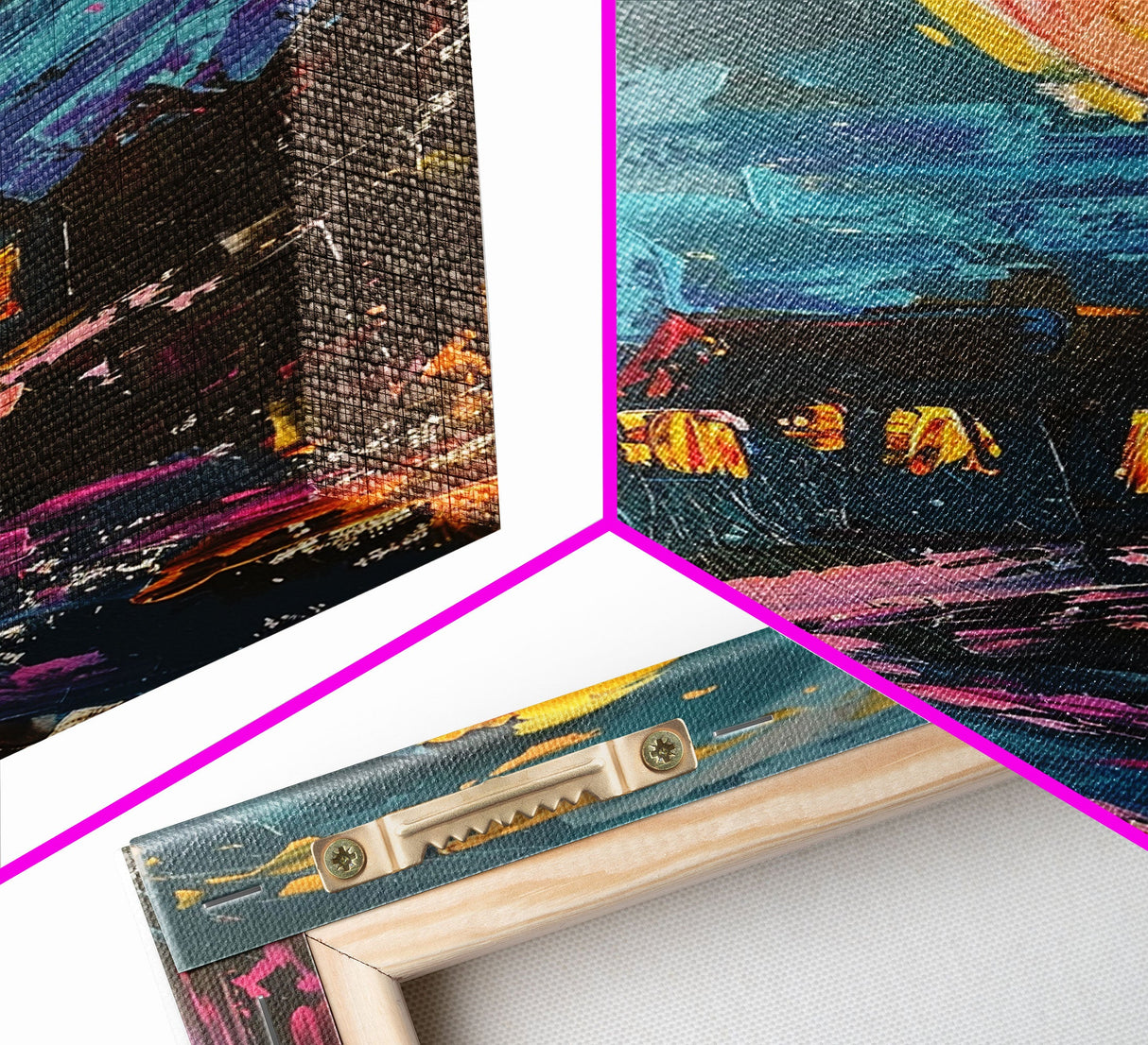 Spooky Village Framed Canvas Print, Halloween Wall Art, Haunted House Art, Gothic Night Decor, Spooky Moonlight, Halloween Home Decor