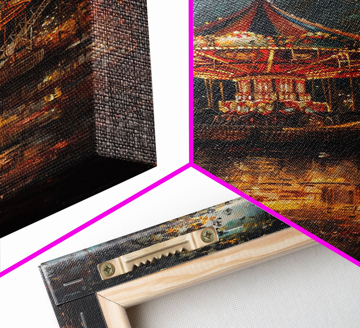 Haunted Forest Path with Pumpkins Framed Canvas Print, Halloween Wall Art, Spooky Home Decor, Eerie Forest Artwork, Haunted Pathway Art