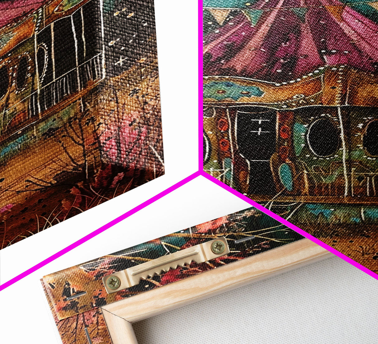 Nighttime Haunted Forest Path Framed Canvas Print, Halloween Wall Art, Spooky Home Decor, Eerie Artwork, Ghostly Path Decoration