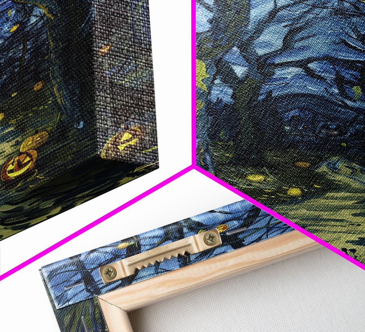 Dark Steamy Train at Night Framed Canvas Print, Halloween Wall Art, Spooky Train Station Decor, Haunted Transportation Artwork, Ghostly Art