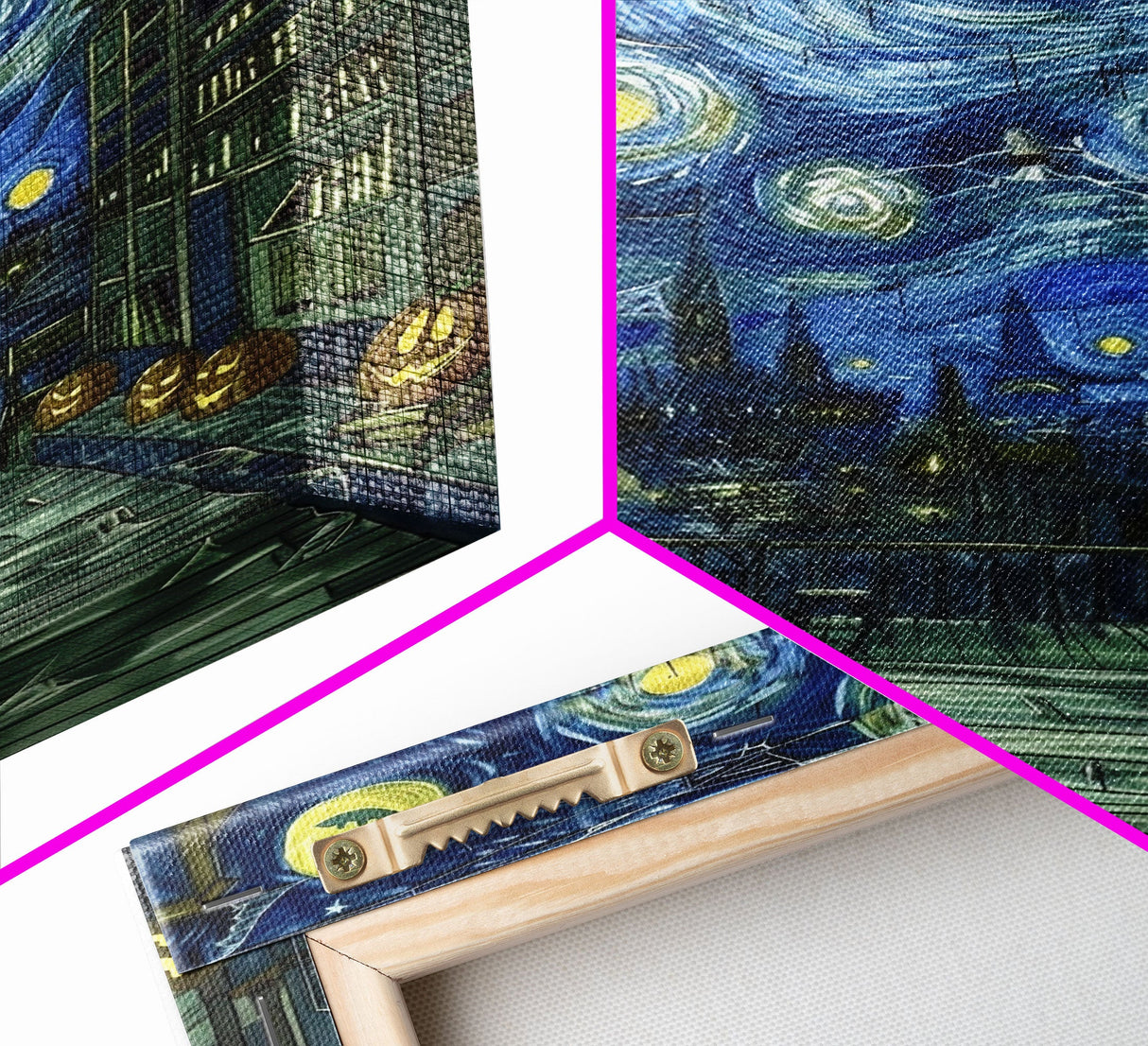 Spooky Night Train Arrival Framed Canvas Print, Halloween Wall Art, Haunted Train Artwork, Eerie Station Decor, Ghostly Home Art