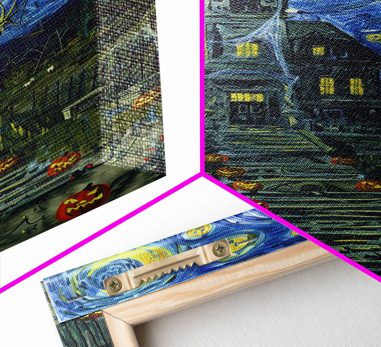 Starry Night Inspired Haunted Cemetary, Halloween Decor / Hallowen Wall Art / Halloween Props