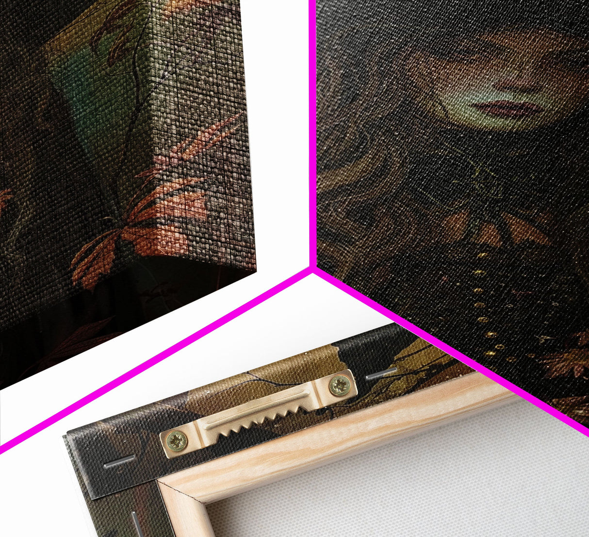 The Witch And The Raven, Framed Canvas Print, Raven Familiar, Victorian Witch Painting, Halloween Decor, Halloween Trinket, Spooky Wall Art