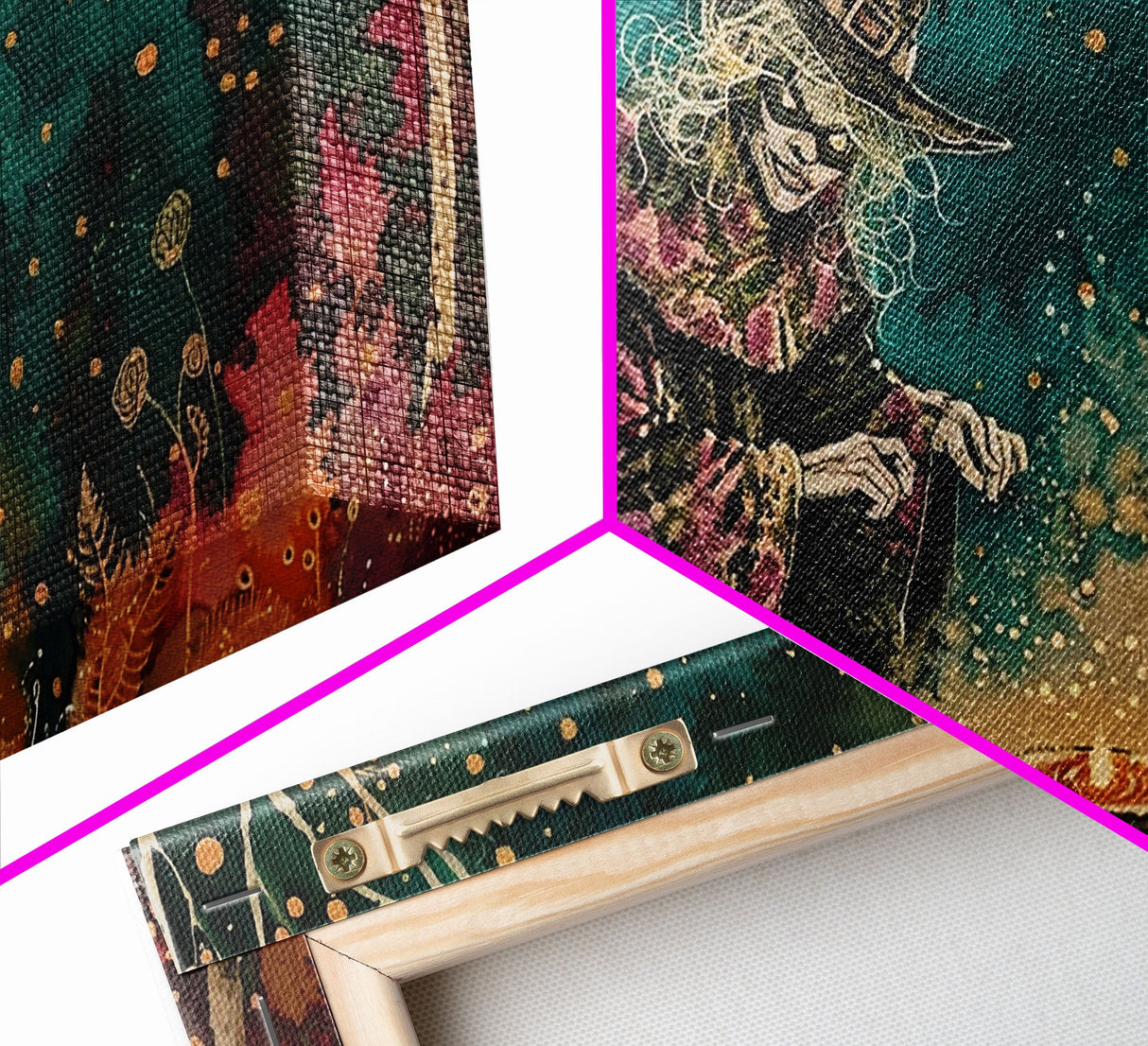 The Witch's Cauldron, Framed Canvas Print, Halloween Decor, Spooky Vibes Dark Academia Wall Art