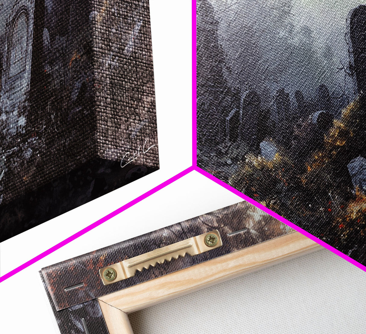 Haunted Cemetery Halloween Prop Framed Canvas Print | Spooky Season | Spooky Wall Art | Halloween Decor | Creepy Art Prints