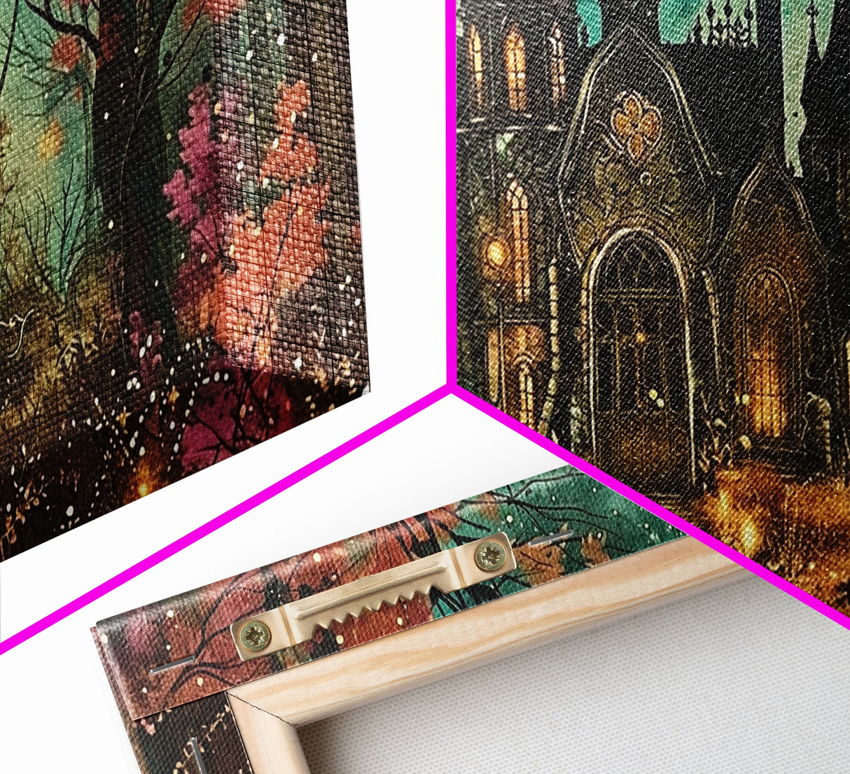 Haunted House In The Woods, Framed Canvas Print, Spooky Wall Art, Spooky Season, Halloween Products, Halloween Unique Gift