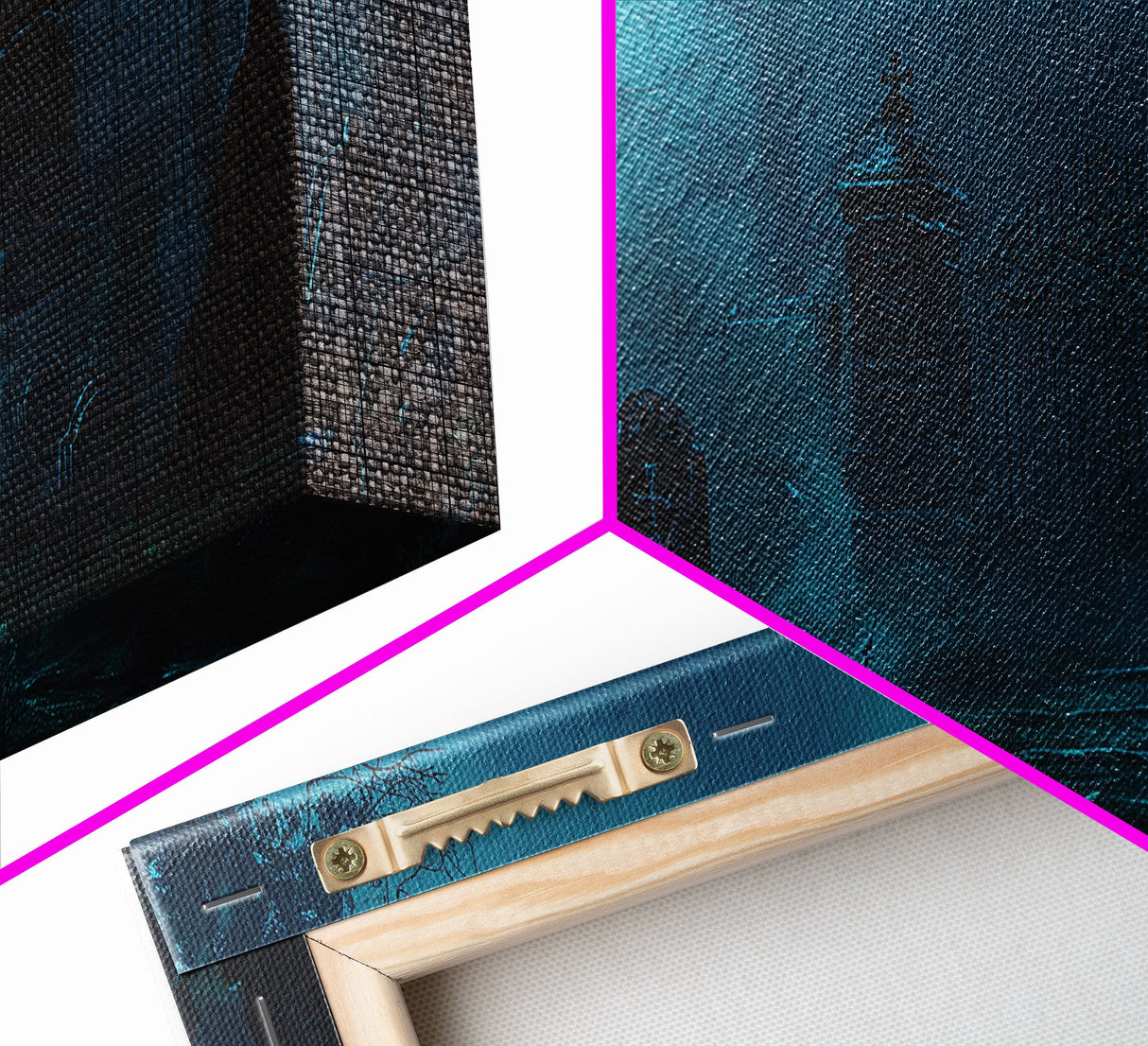 Spooky Vibes Halloween Art Framed Canvas Print, Dark Academia Oil Painting