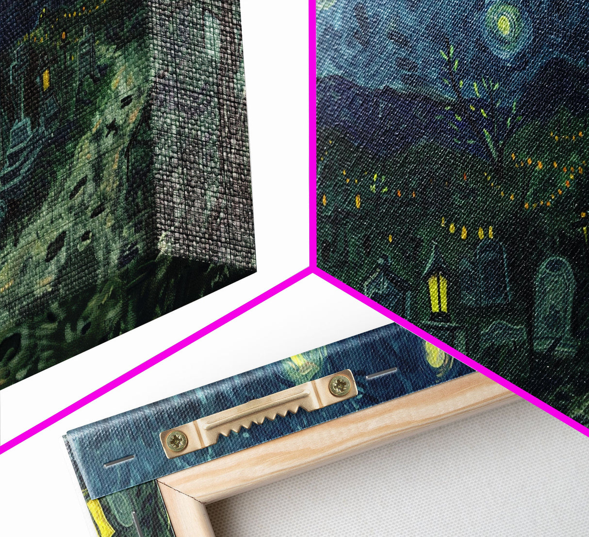 Starry Night Inspired Haunted Cemetery, Framed Canvas Print, Spooky Season Gift Idea, Halloween Decor, Halloween Prop