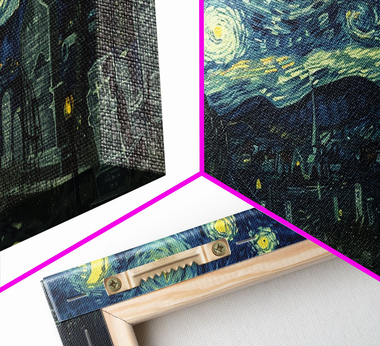 Haunted Graveyard Framed Canvas Print, Starry Night Van Gogh Inspired Halloween Decor, Spooky Vibes Halloween Gift