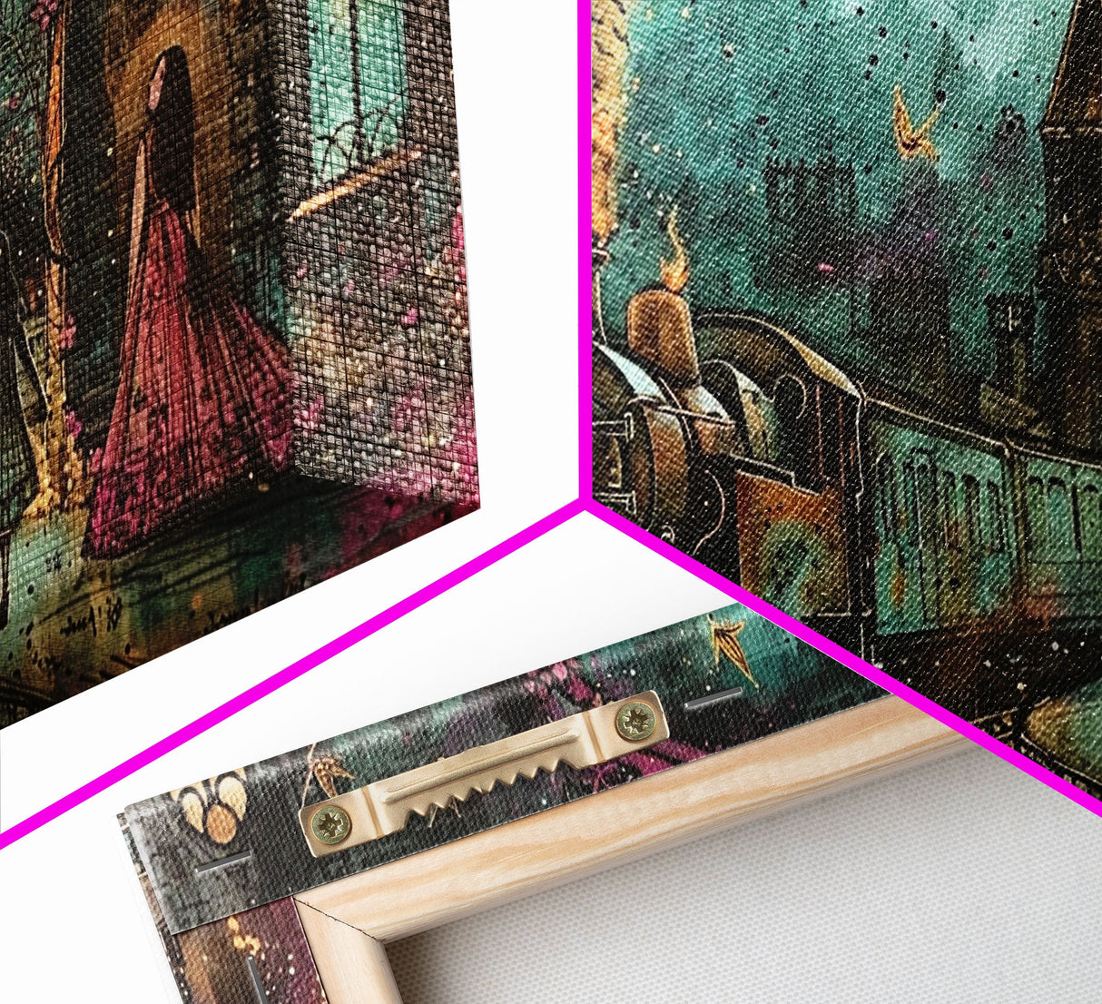 Spooky Haunted Railway, Spooky Wall Art, Framed Canvas Print, Unique Halloween Wall Art Gift Idea, Halloween Props