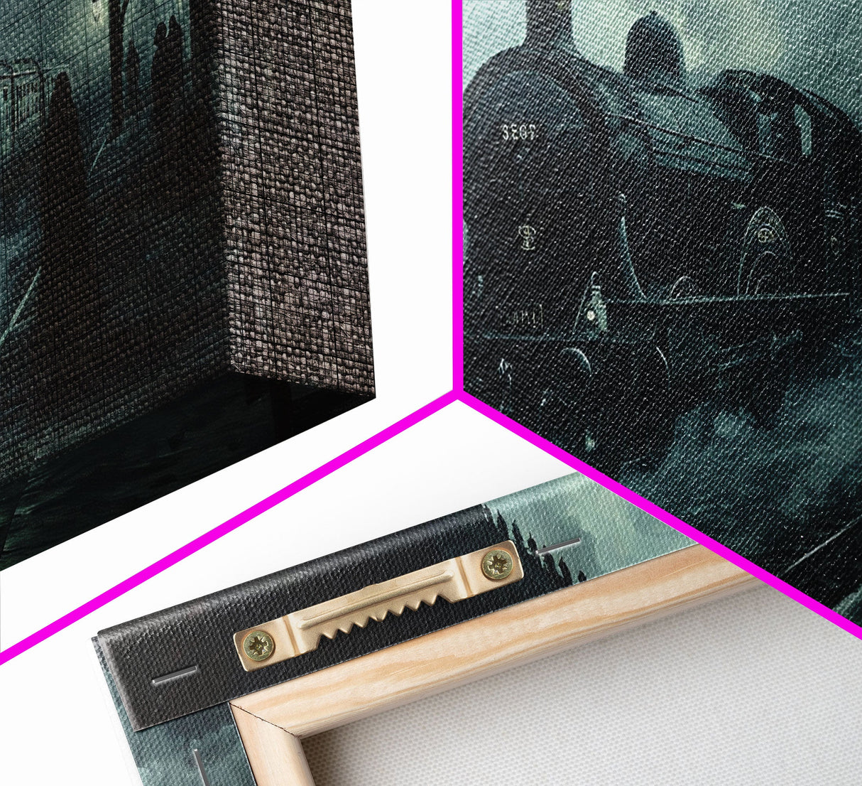 Spooky Haunted Steam Train, Spooky Wall Art, Framed Canvas Print, Unique Halloween Wall Art Gift Idea, Halloween Props