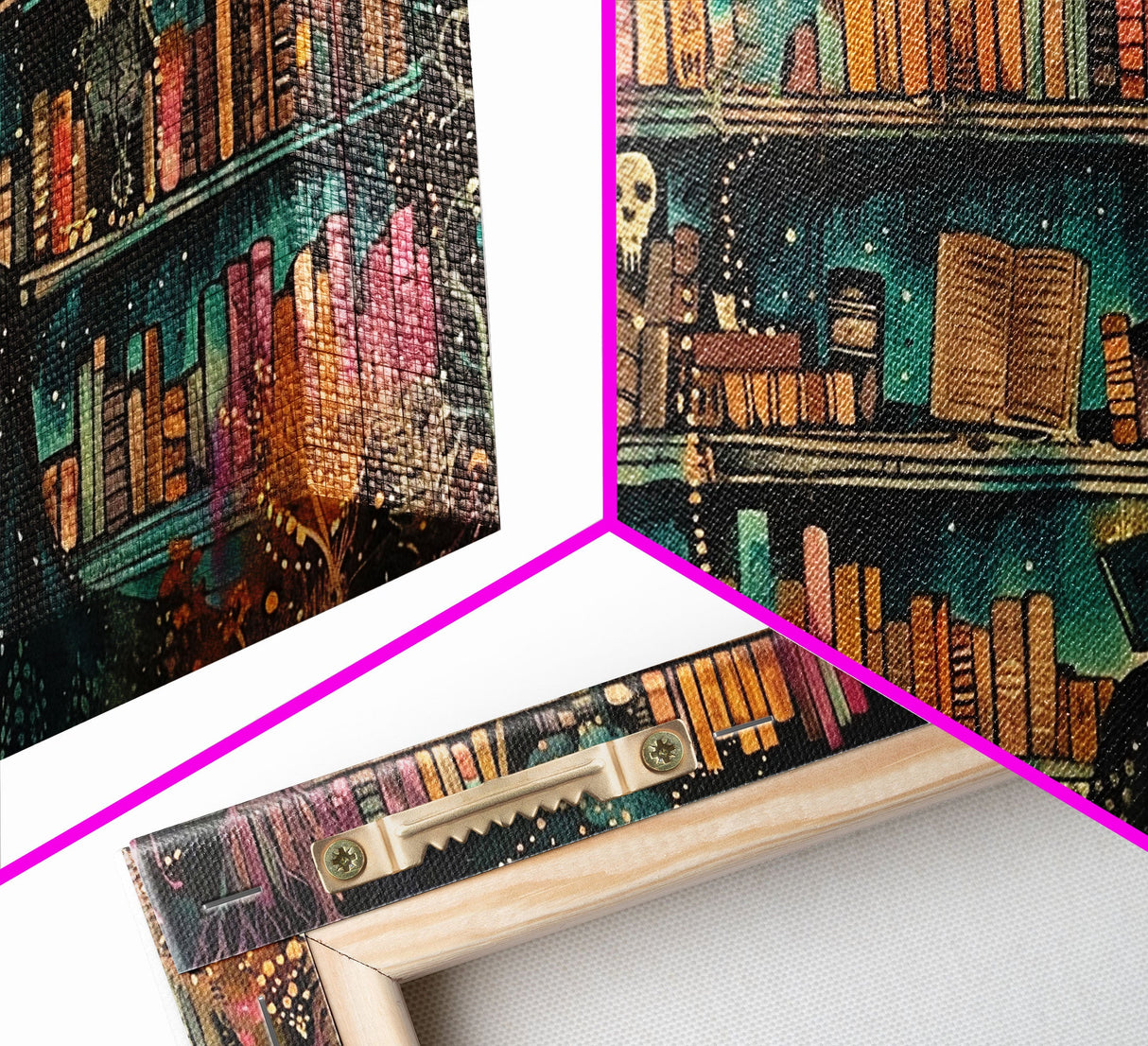 The Witch's Library Framed Canvas Print - Spooky Season Wall Art - Spooky Season - Spooky Decor - Halloween Wall Art