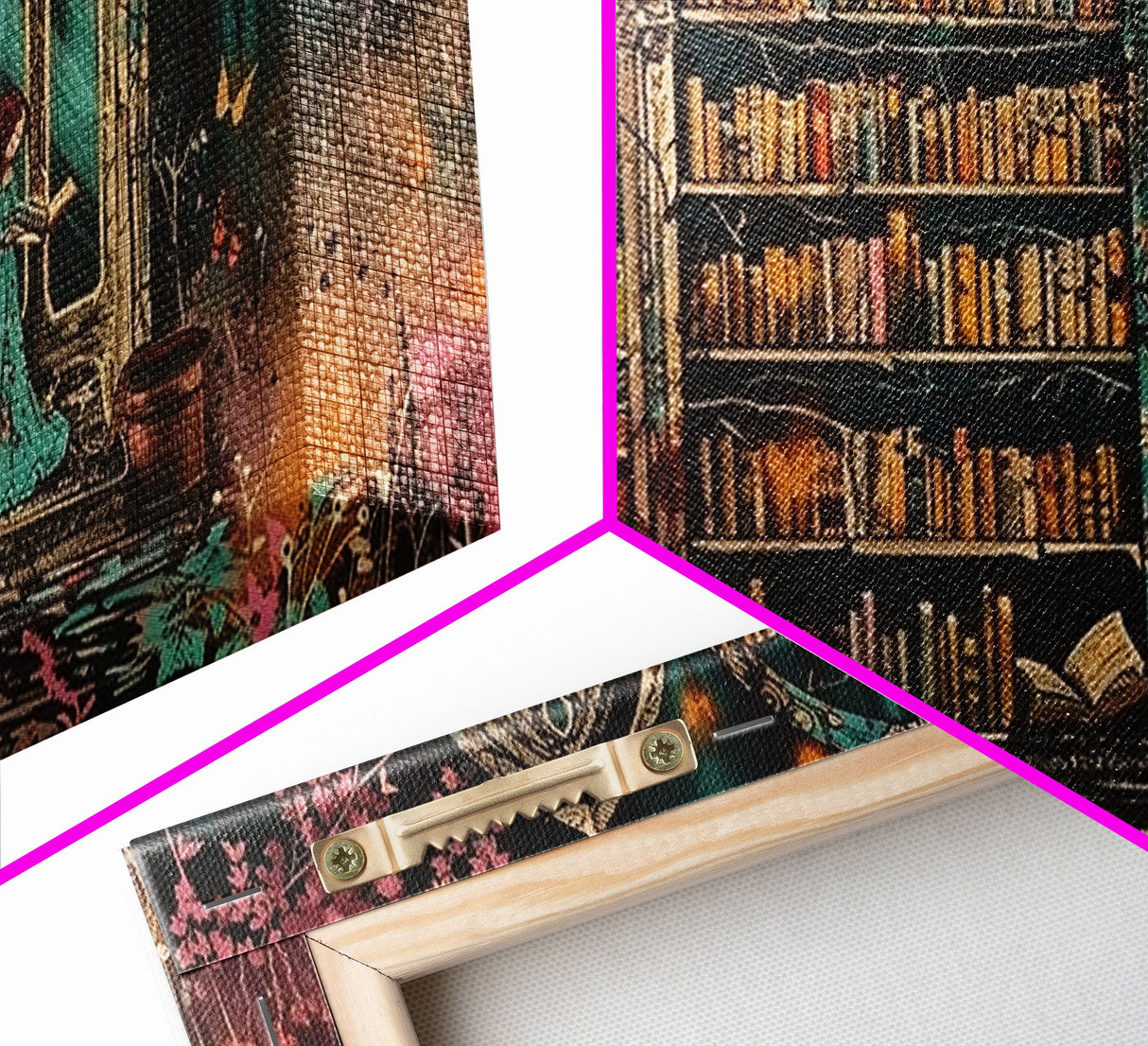 The Witch's Library Framed Canvas Print - Spooky Season Wall Art - Spooky Season - Spooky Decor - Halloween Wall Art