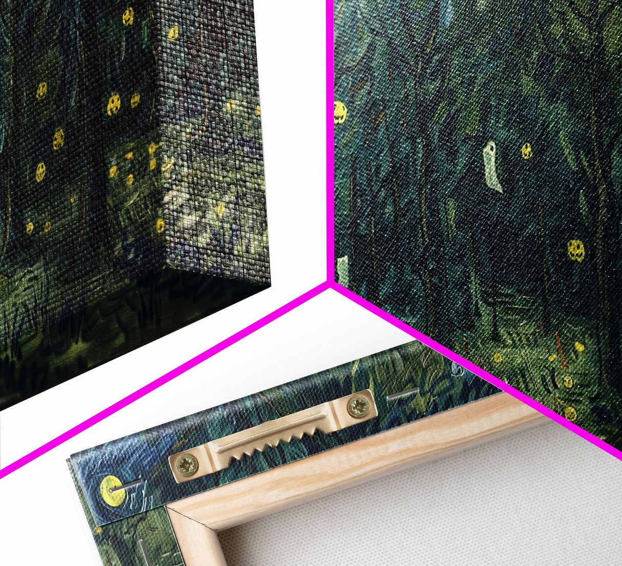 Spooky Haunted Forest, Framed Canvas Print, Halloween Decor, Halloween Wall Art