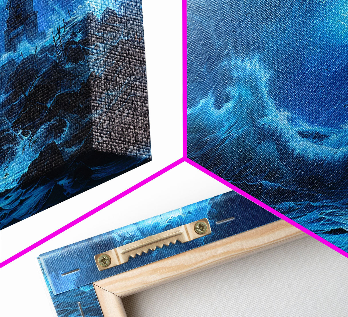 Lighthouse and the Storm, Framed Canvas Print, Unique Halloween Wall Art, Nautical Decor