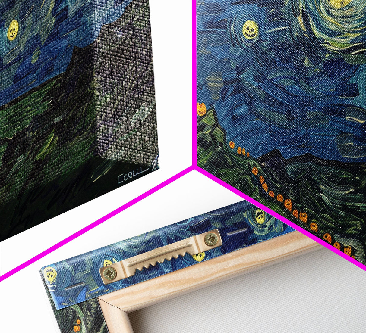 Lighthouse and the Storm, Framed Canvas Print, Unique Halloween Wall Art, Nautical Decor, Starry Night Inspired Wall Art