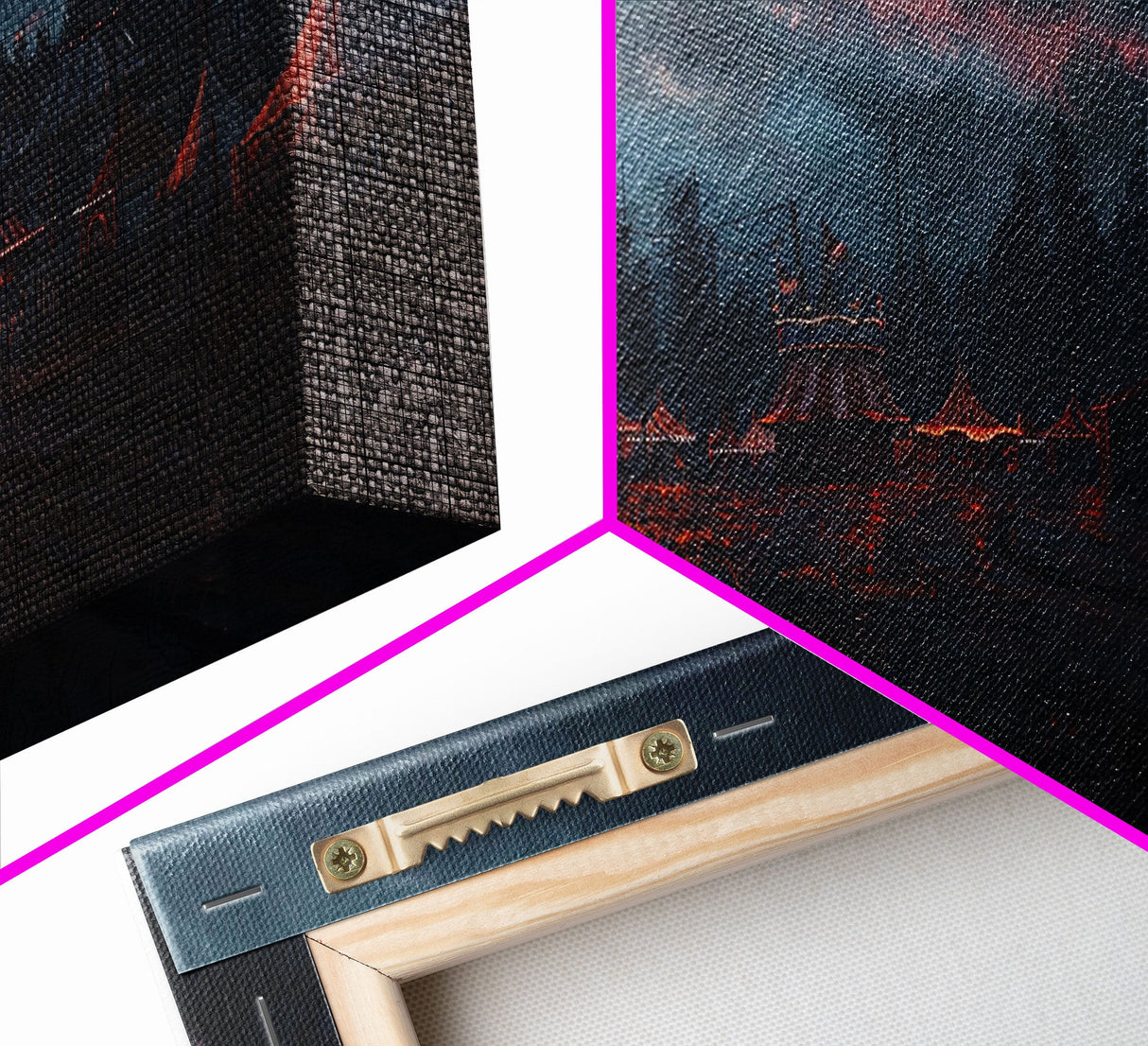 Spooky Haunted Carnival, Framed Canvas Print, Dark Academia Wood Framed Art, Halloween Decor, Spooky Vibes