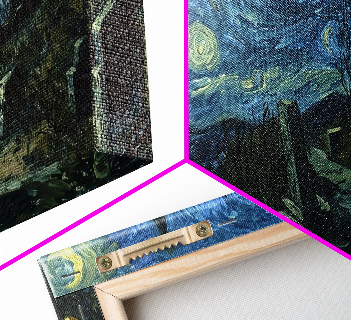 Starry Night Inspired Haunted Cemetery Framed Canvas Print, Halloween Wall Decor, Art Prints, Creepy Art, Spooky Vibes