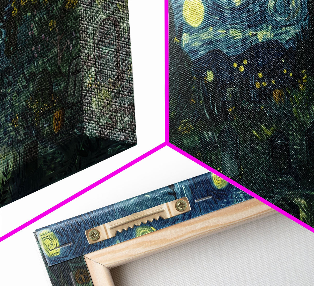 Starry Night Inspired Haunted Graveyard Framed Canvas Print, Halloween Wall Decor, Halloween Props, Halloween Gift Idea