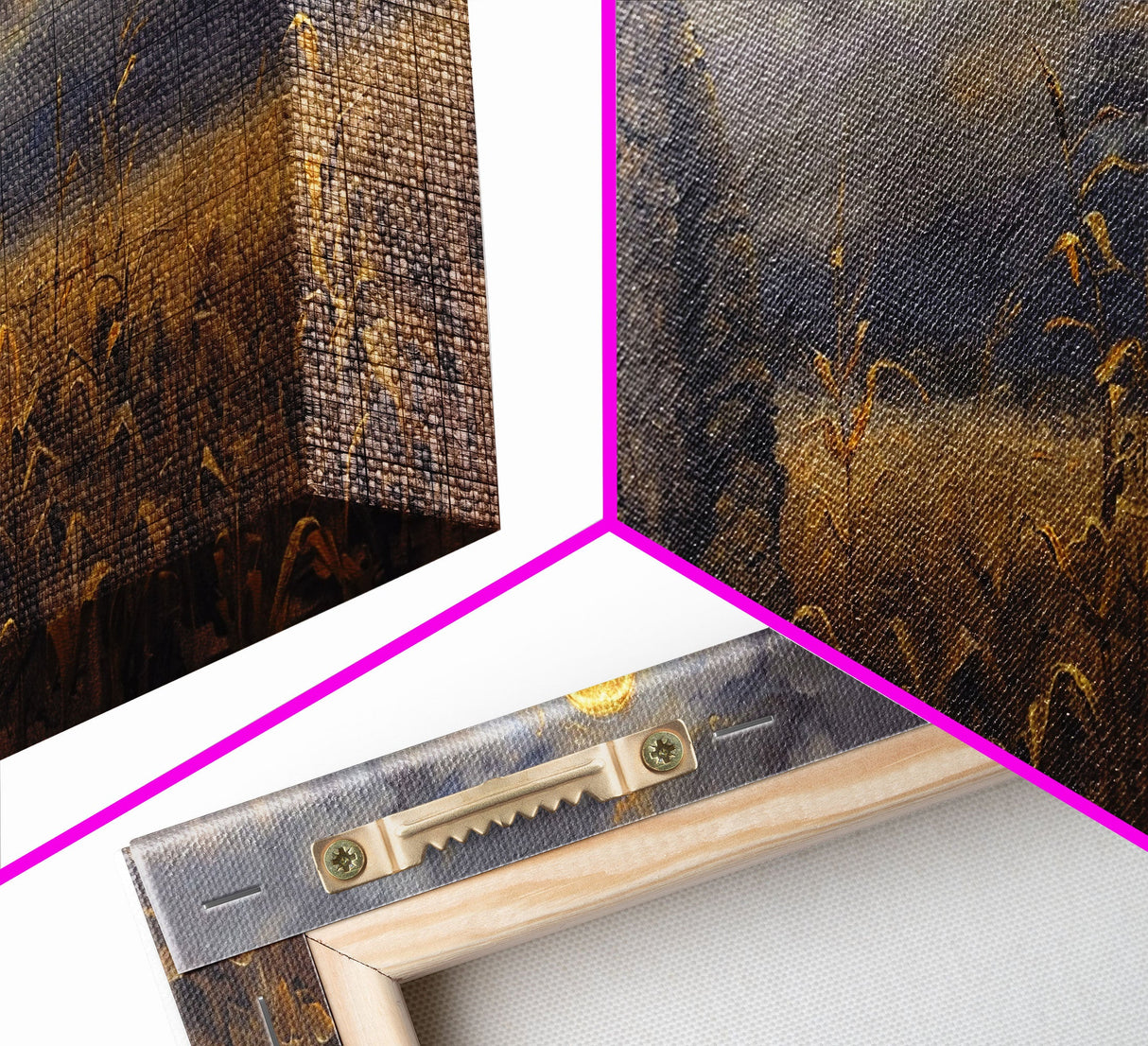 Scarecrow Under A Full Moon - Framed Canvas Print - Spooky Wall Art - Halloween Decor