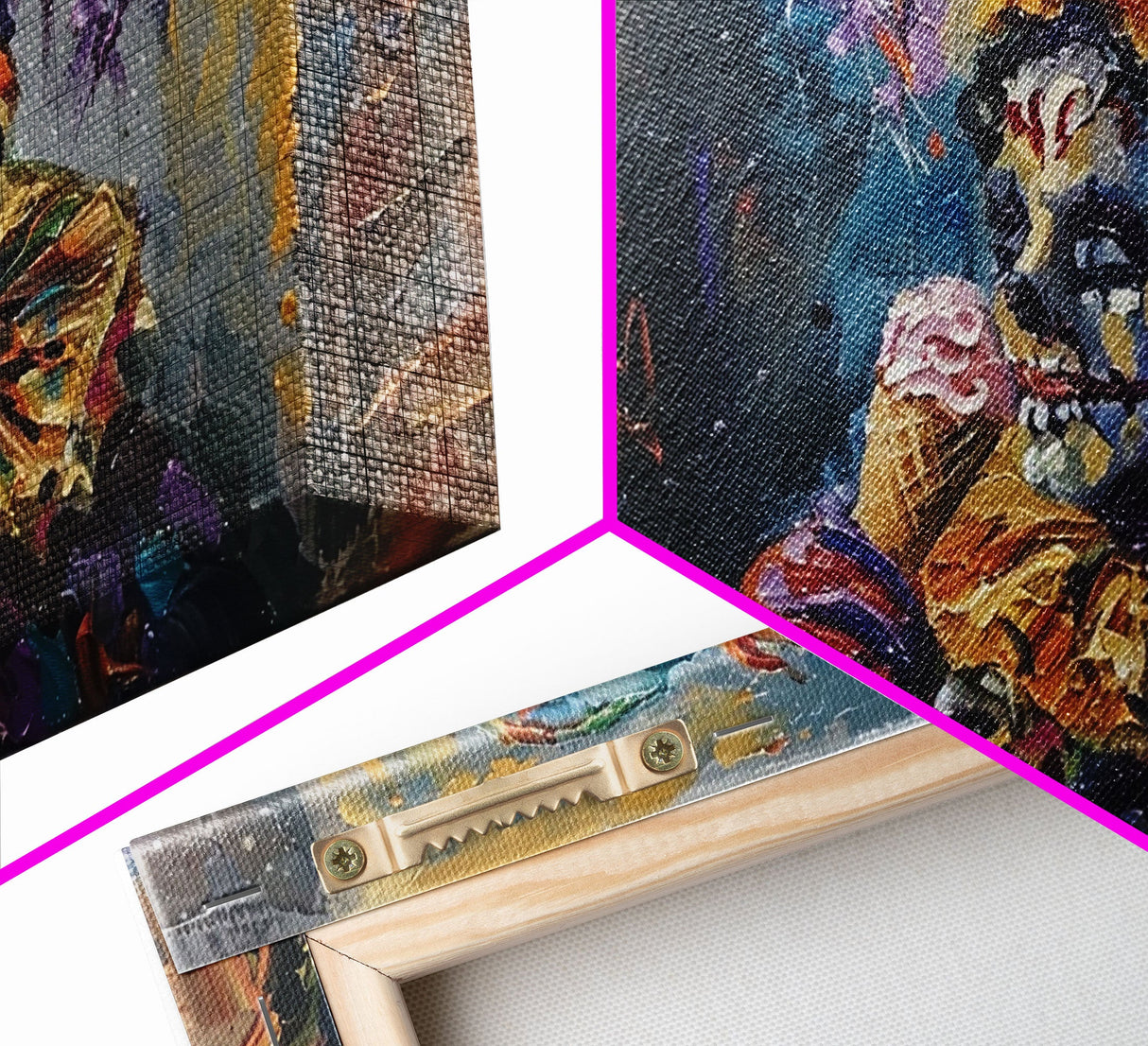 Spooky Court Jester Having an Ice Cream, Funny Halloween Art, Framed Canvas Print