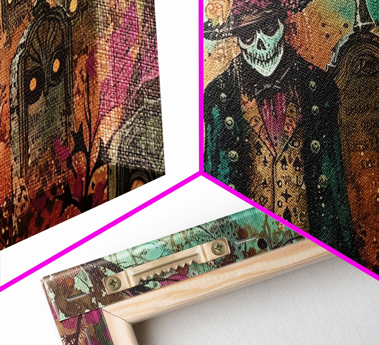 Spooky Ghost In A top hat, Framed Canvas Print, Halloween Decor, Spooky Vibes Wall Art