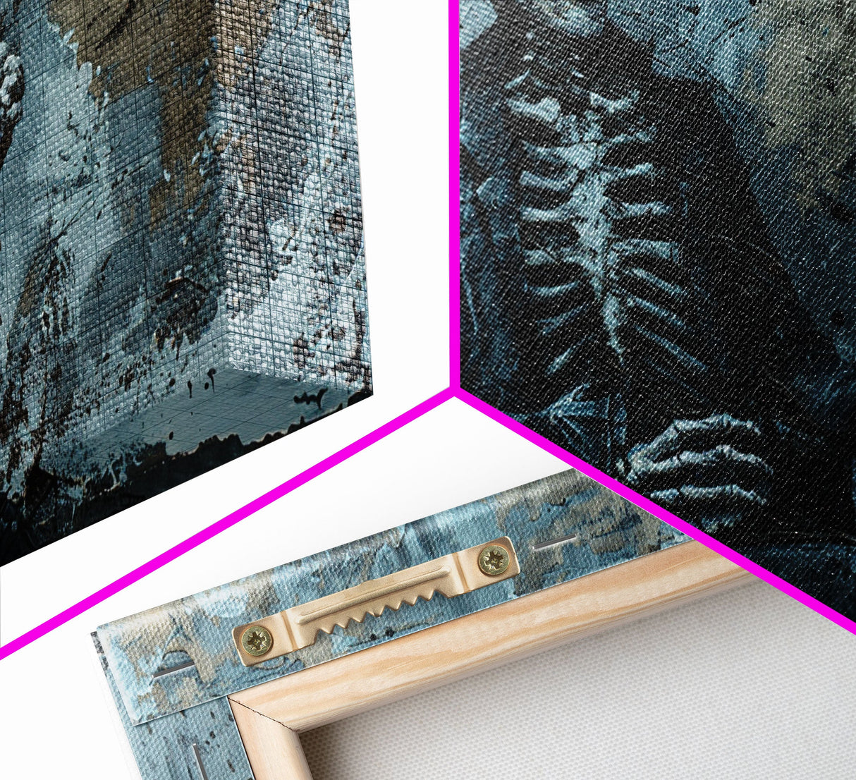 Skeleton Having an Ice Cream Cone, Macabre Wall Art, Framed Canvas Print, Spooky Halloween Art