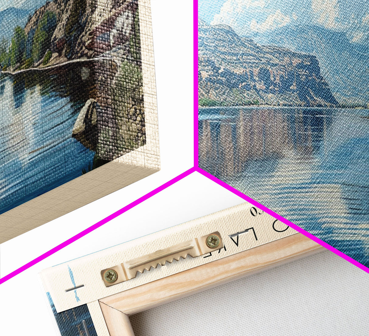 Caballo Lake New Mexico Framed Canvas Print, Lake House Art, Panoramic Wall Art, Travel Poster, Modern Lake Painting, Home Decor