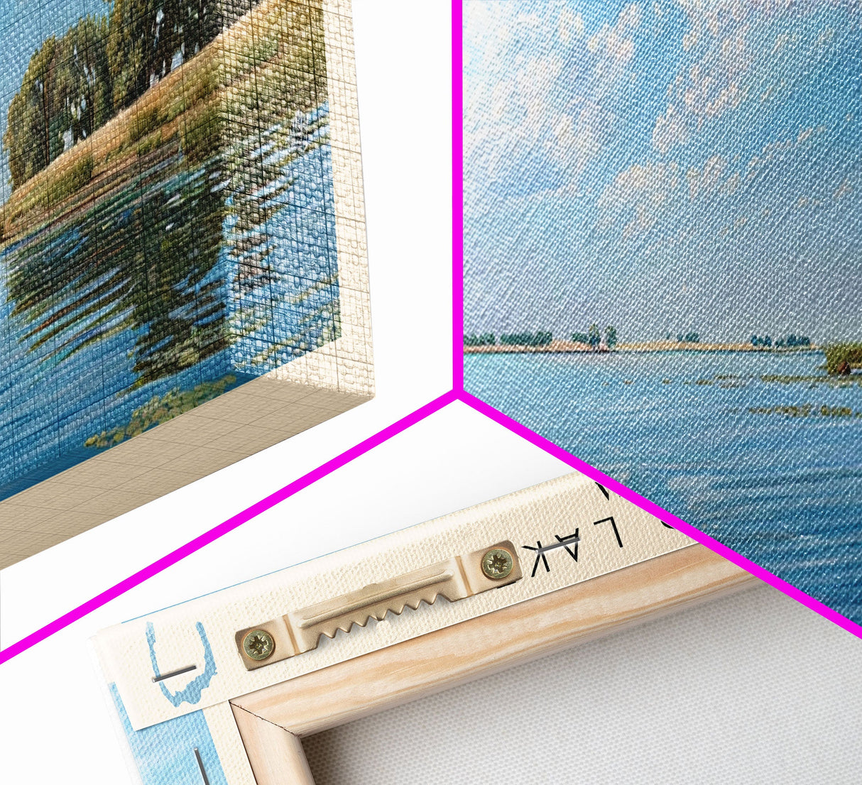 Carter Lake Nebraska Framed Canvas Print, Lake House Art, Panoramic Wall Art, Travel Poster, Modern Lake Painting, Home Decor