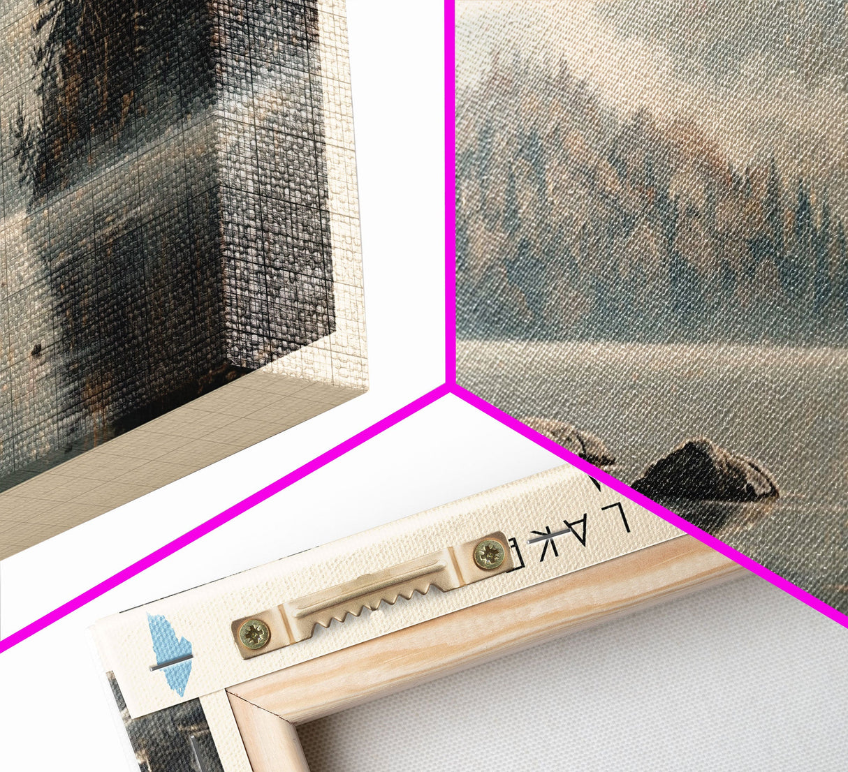 Cedar Lake Framed Canvas Print, Panoramic Lake House Decor, Wide Wall Art, Travel Poster, Rustic Lake Painting, Nature Art