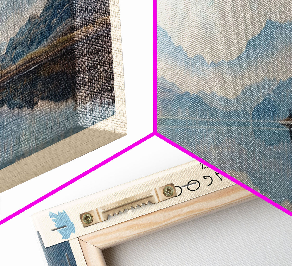 Chila Lagoon Framed Canvas Print, Panoramic Lake House Decor, Wide Wall Art, Travel Poster, Rustic Lake Painting, Home Decor