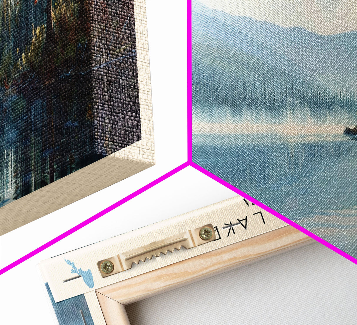 Clear Lake Framed Canvas Print, Lake House Art, Panoramic Wide Art, Travel Poster, Rustic Lake Painting, Home Decor