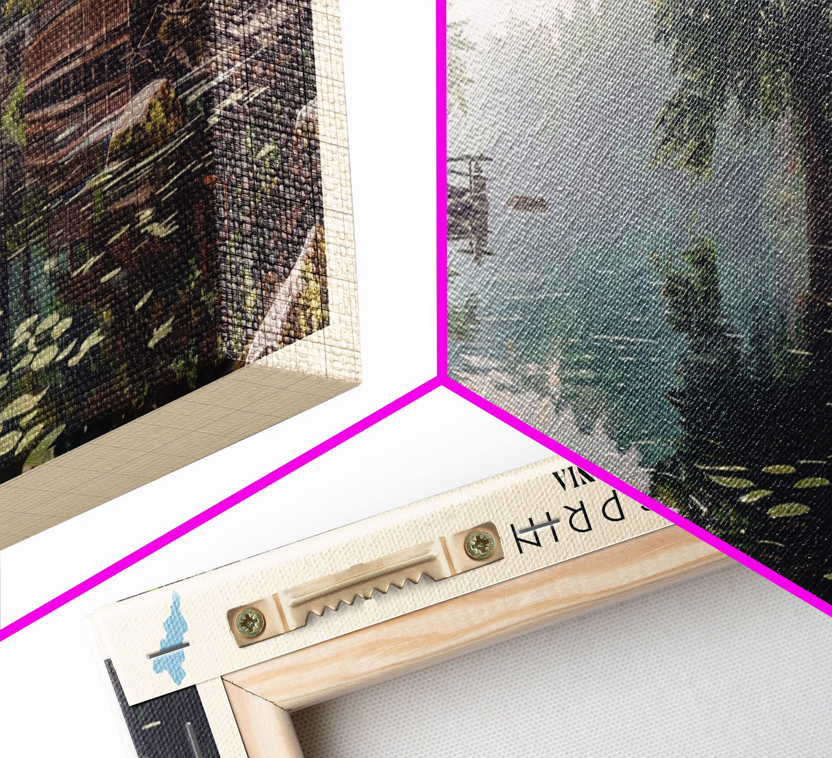 Dutch Springs Pennsylvania Framed Canvas Print, Lake House Art, Panoramic Wall Art, Travel Poster, Rustic Lake Painting, Home Decor