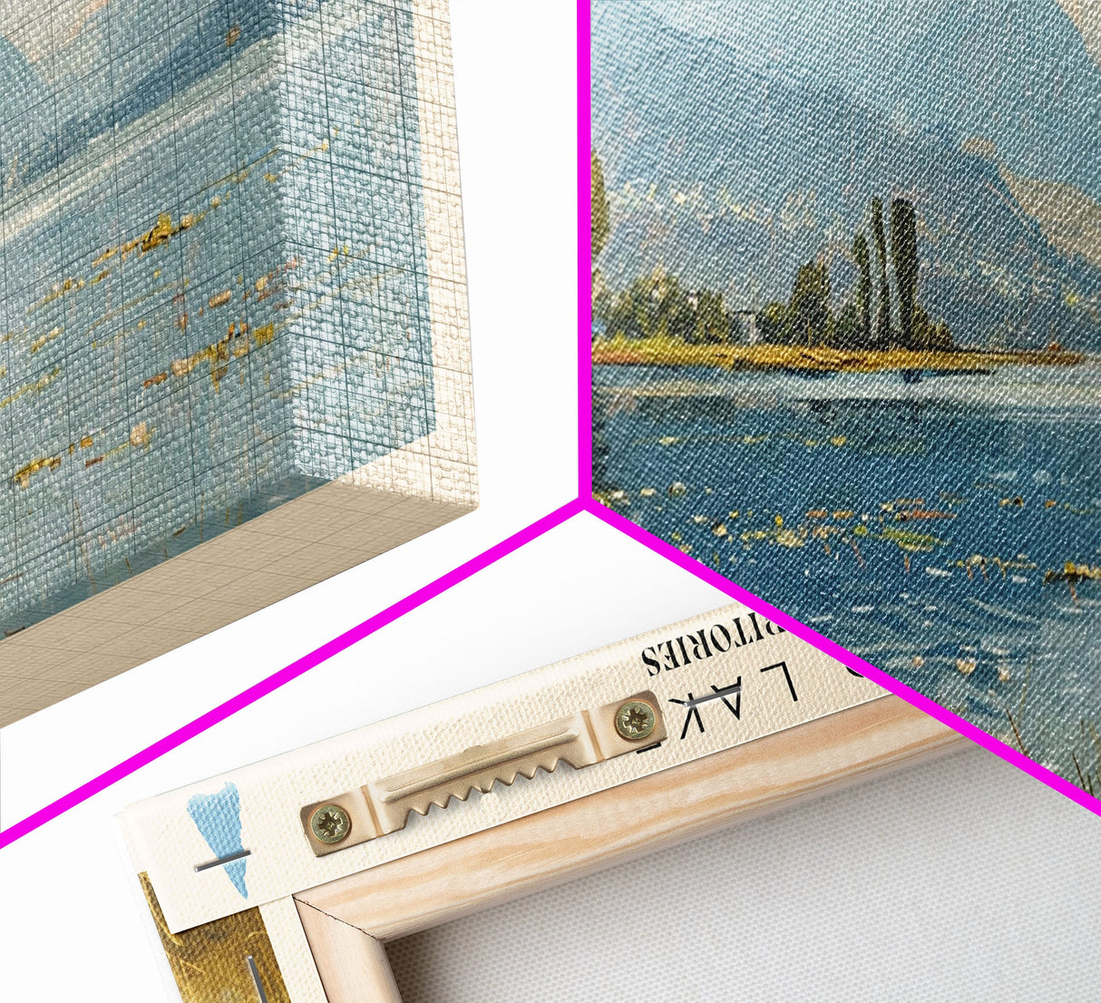 Keller Lake Framed Canvas Print, Panoramic Lake House Decor, Wall Art, Travel Poster, Scenic Lake Painting, Nature Art