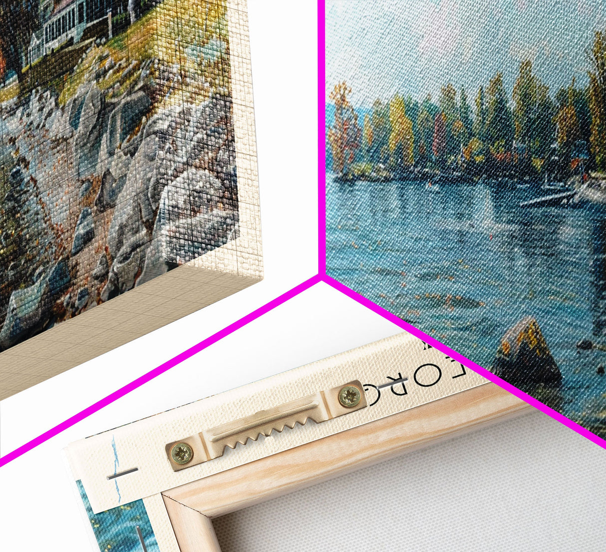 Lake George New York Framed Canvas Print, Lake House Decor, Panoramic Wall Art, Travel Poster, Stunning Landscape Painting, Home Art