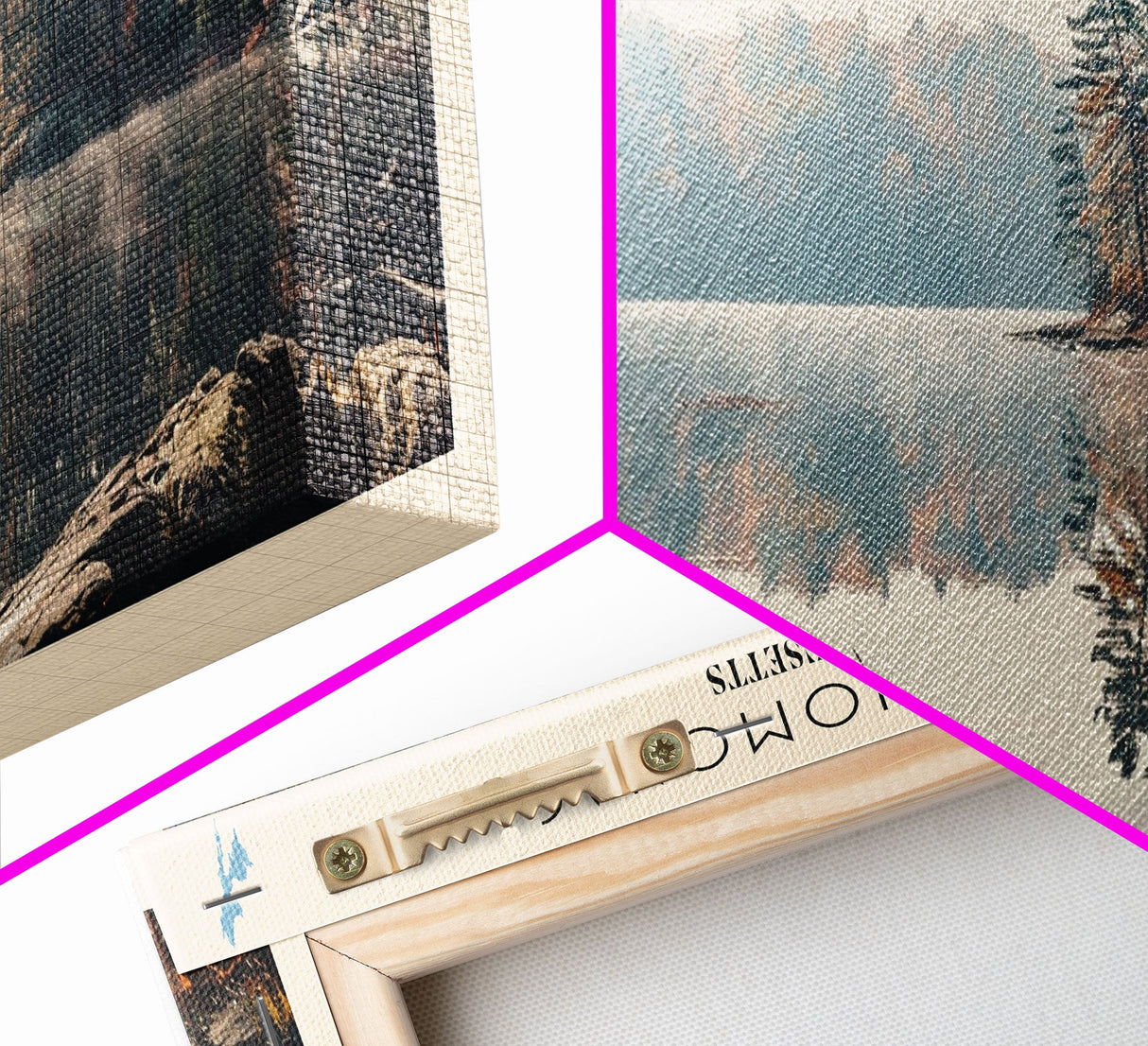 Lake Monomonac Massachusetts Framed Canvas Print, Lake House Decor, Panoramic Wall Art, Travel Poster, Stunning Landscape Painting, Living Room Decor