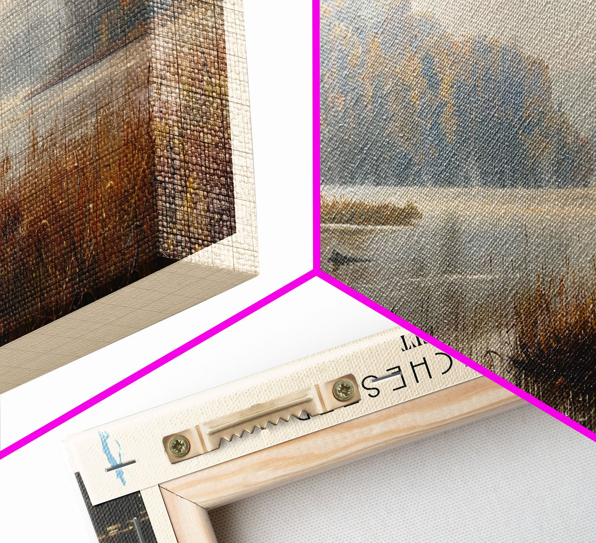 Lake Winchester Connecticut Framed Canvas Print, Lake House Decor, Panoramic Wall Art, Travel Poster, Landscape Painting, Contemporary Art