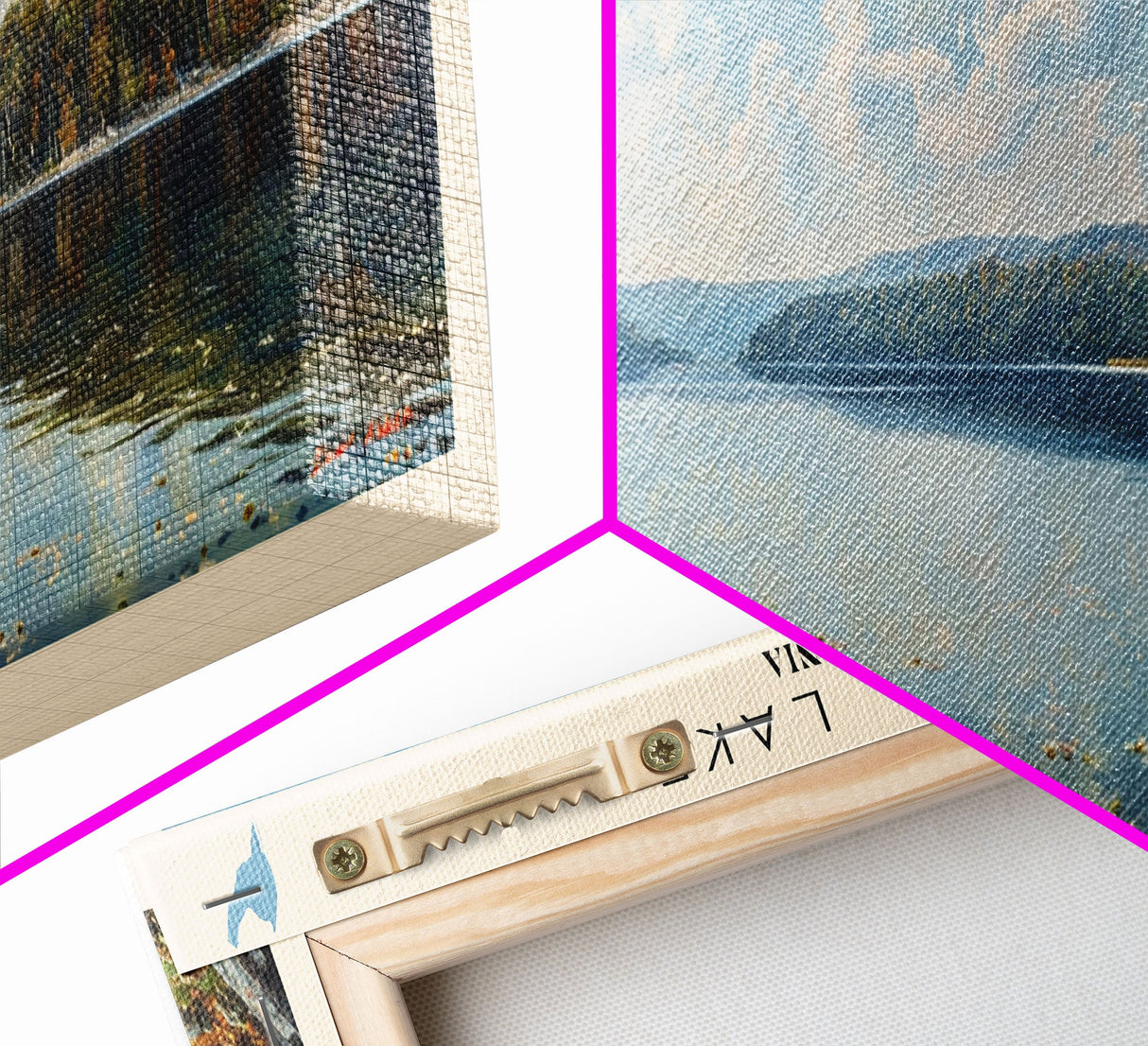 Laurel Lake Pennsylvania Framed Canvas Print, Lake House Decor, Panoramic Wall Art, Travel Poster, Landscape Painting, Bedroom Decor