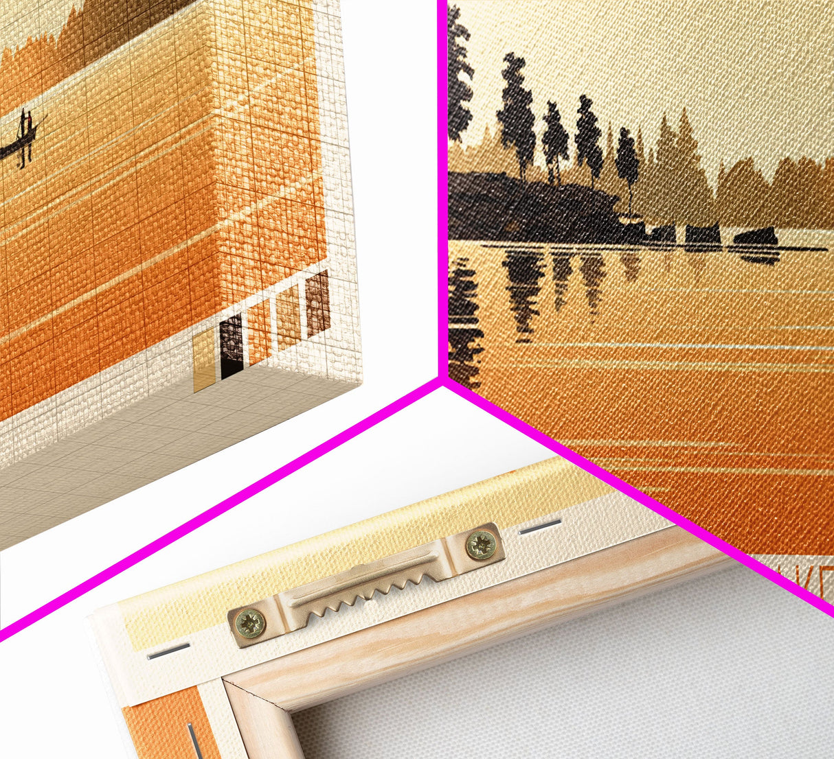 Big Spirit Lake Iowa Framed Canvas Print, Panoramic Wall Art, Midcentury Modern, Pop Art, Travel Poster, Scenic Lake House Art, Bedroom Decor