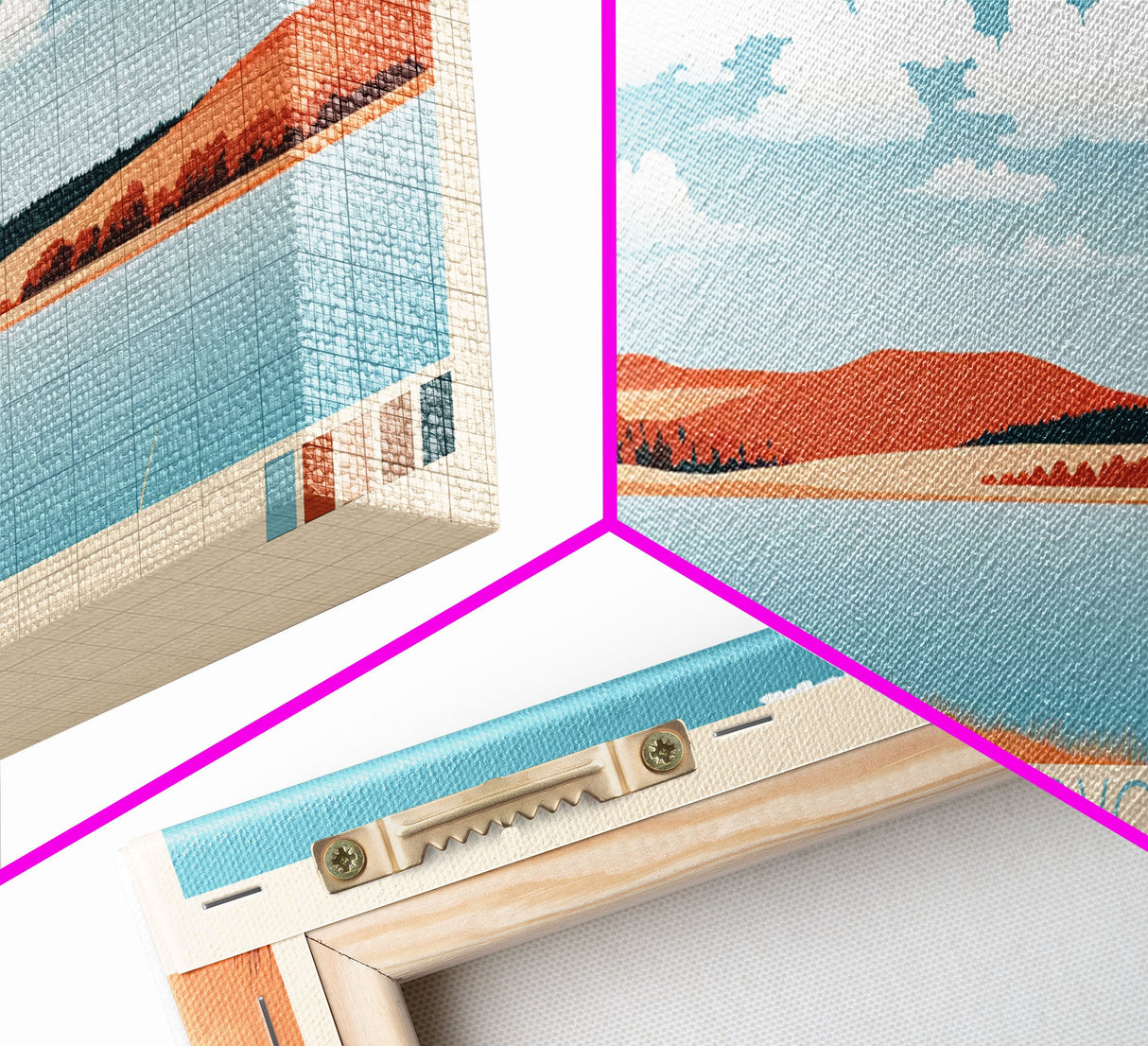 Cheney Reservoir Kansas Framed Canvas Print, Midcentury Modern Panoramic Wall Art, Living Room Decor, Pop Art, Travel Poster Art, Scenic Nature Painting, Lake House Decor