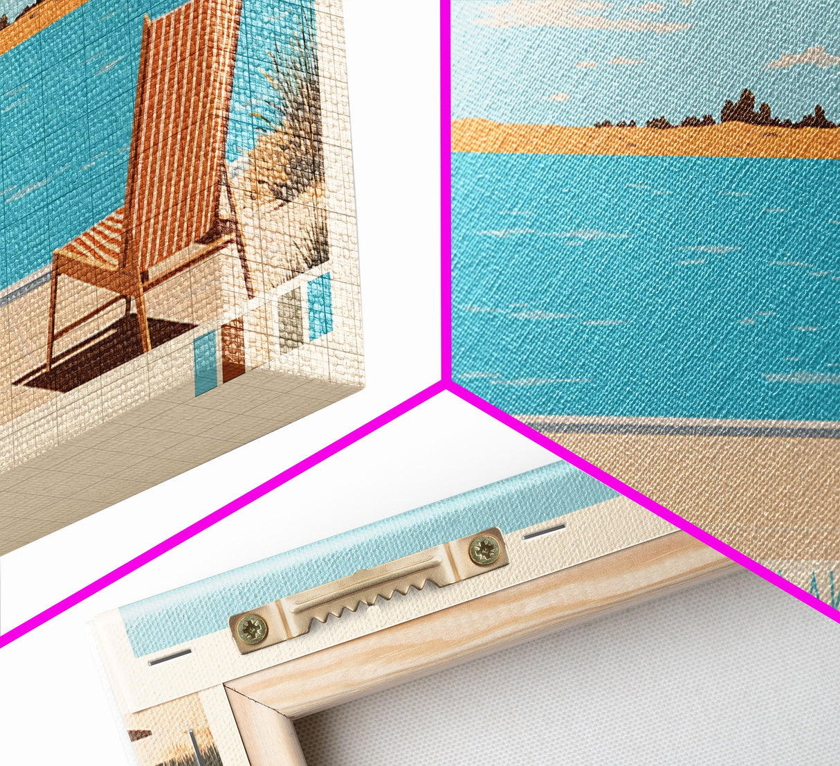 El Dorado Lake Kansas Framed Canvas Print, Panoramic Wall Art, Midcentury Modern, Pop Art, Living Room Art, Travel Poster, Vintage Lake Art