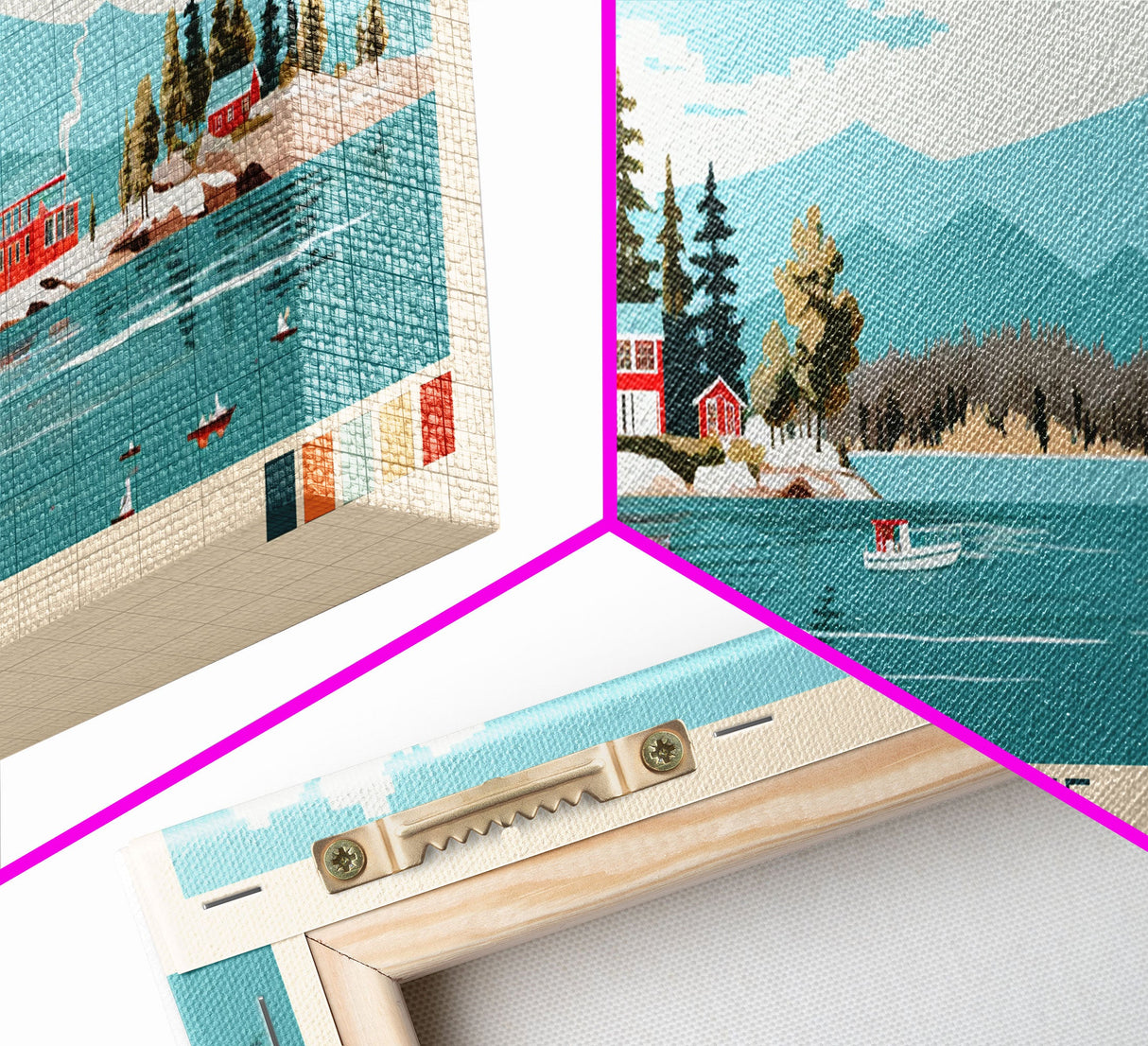 Gull Lake California Framed Canvas Print, Panoramic Art, Midcentury Modern, Pop Art, Bedroom Decor, Travel Poster, Lake View, Artistic Decor