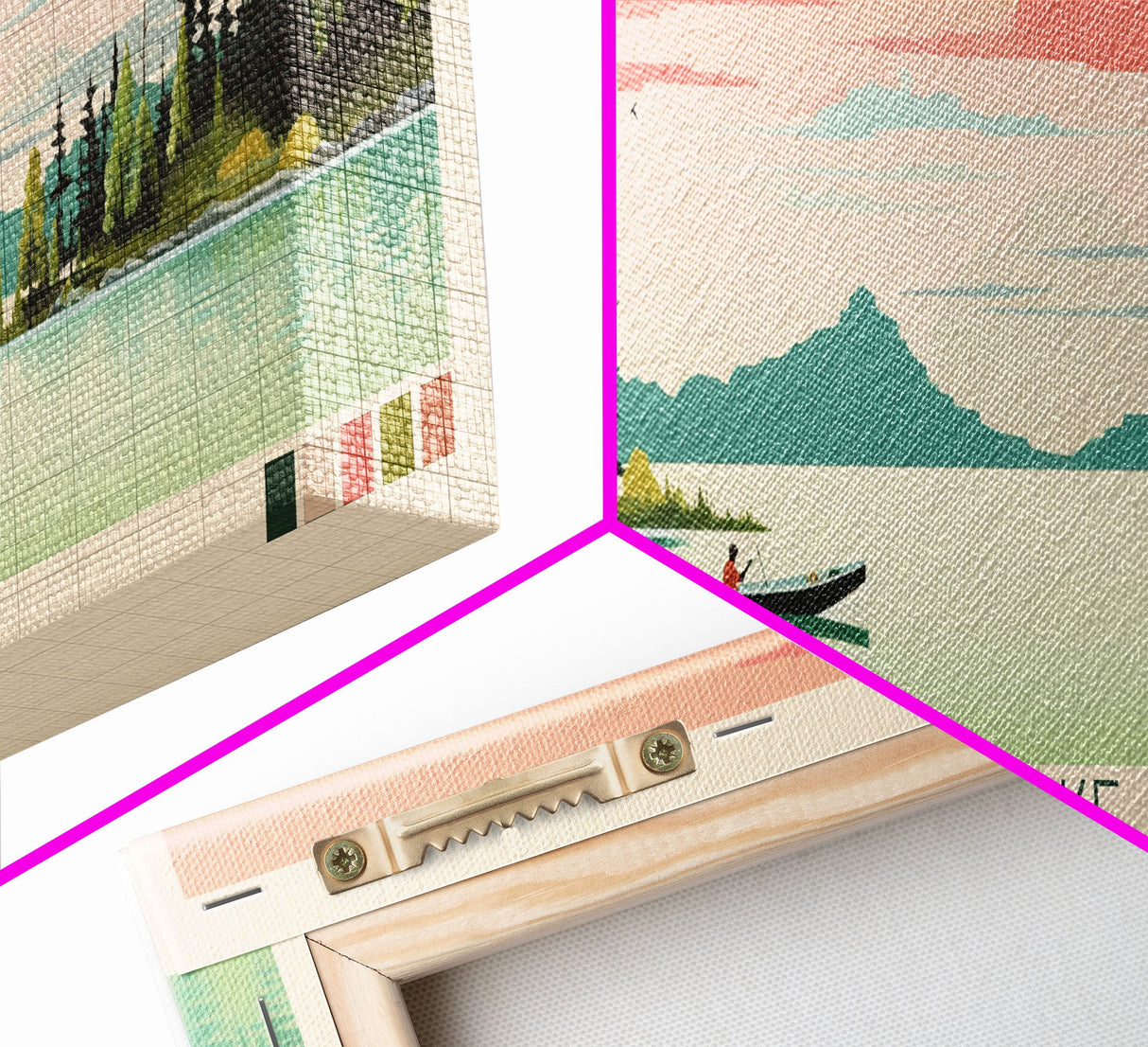 Kakisa Lake Northwest Territories Framed Canvas Print, Panoramic Art, Midcentury Modern, Pop Art, Living Room Decor, Travel Poster, Lake House Decor