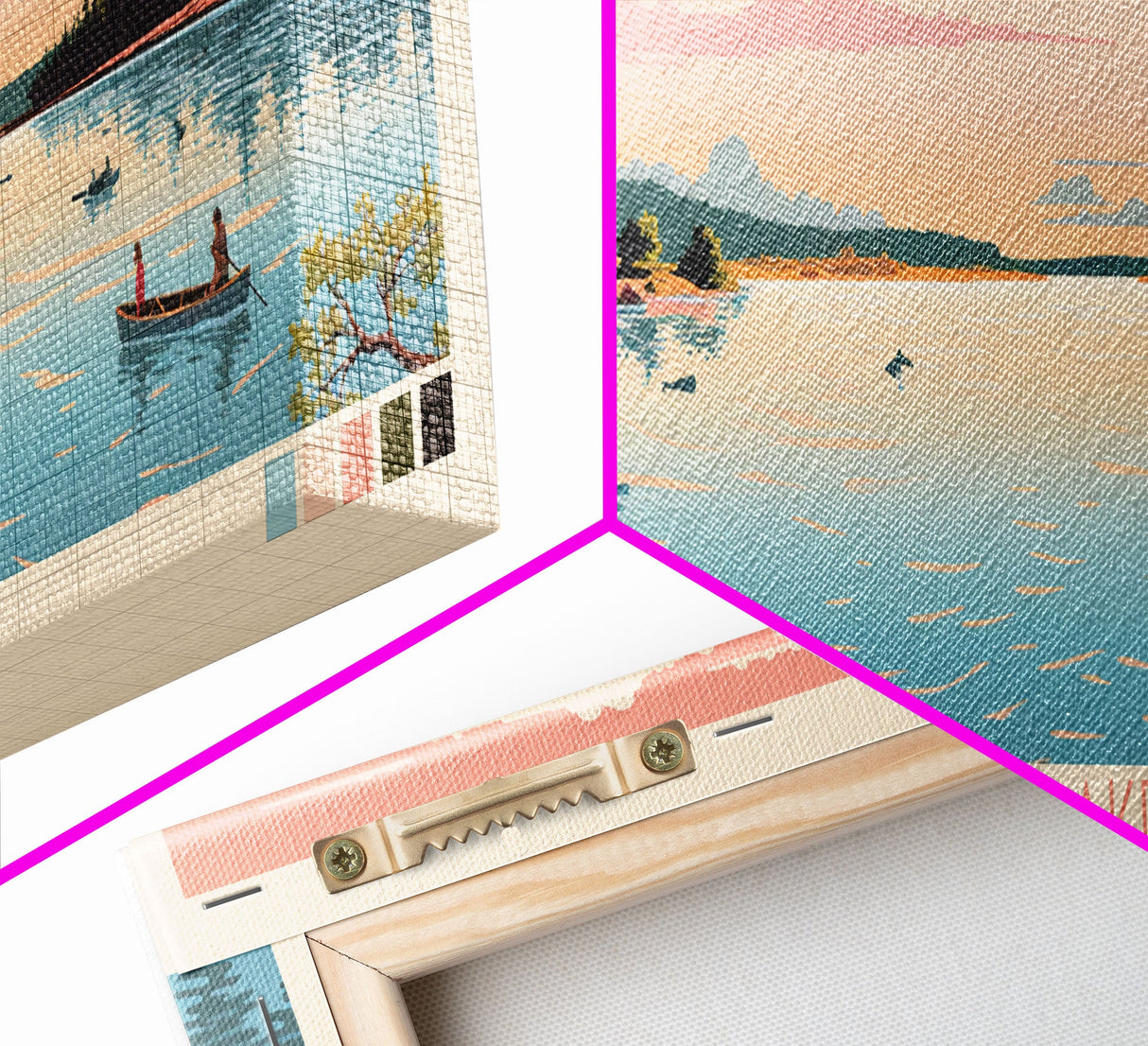 Keystone Lake Oklahoma Framed Canvas Print, Panoramic Art, Midcentury Modern, Pop Art, Living Room Decor, Travel Poster, Artistic Decor