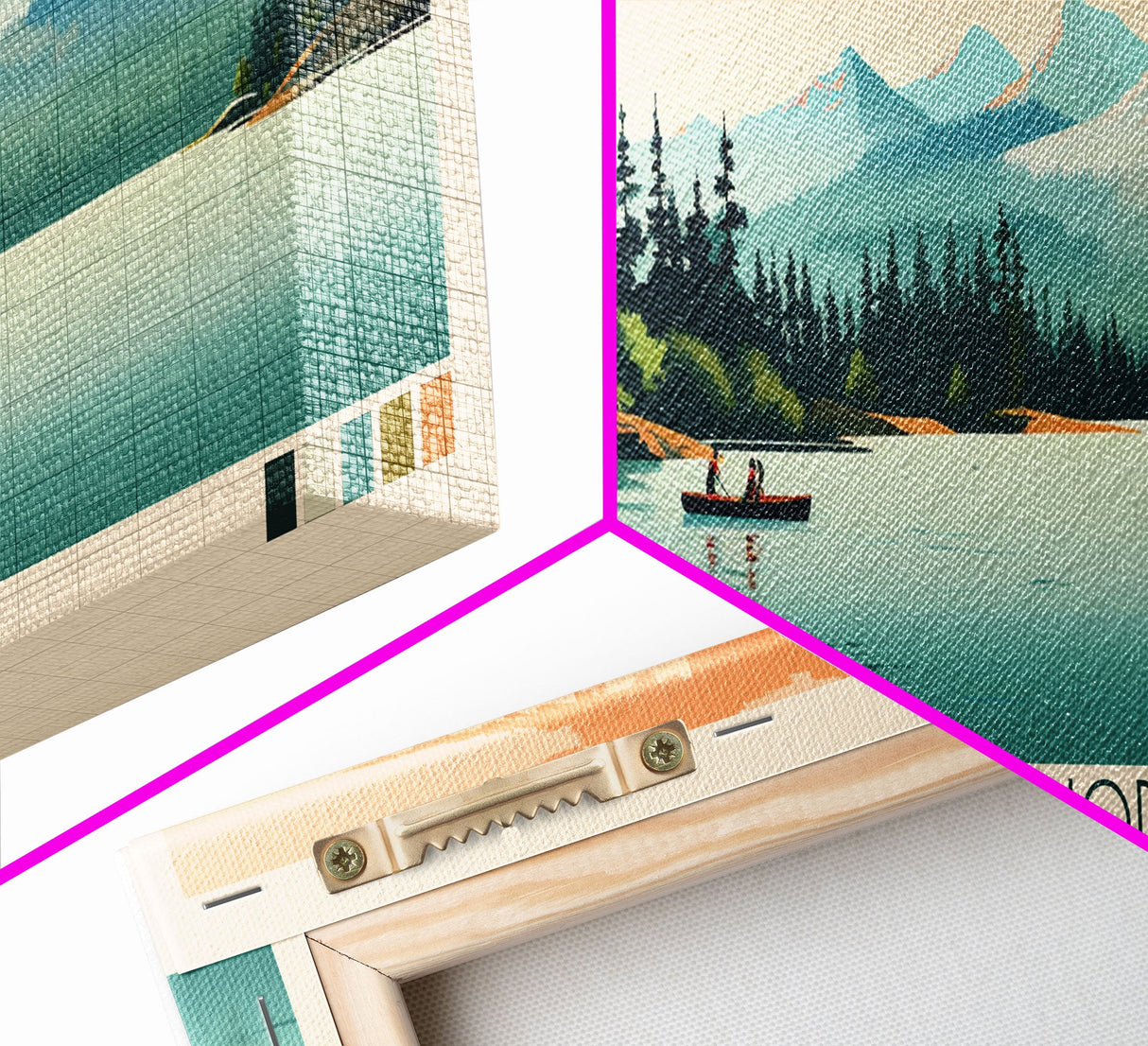 Lake Almanor California Framed Canvas Print, Panoramic Art, Midcentury Modern, Pop Art, Living Room Wall Art, Travel Poster, Lake House Decor