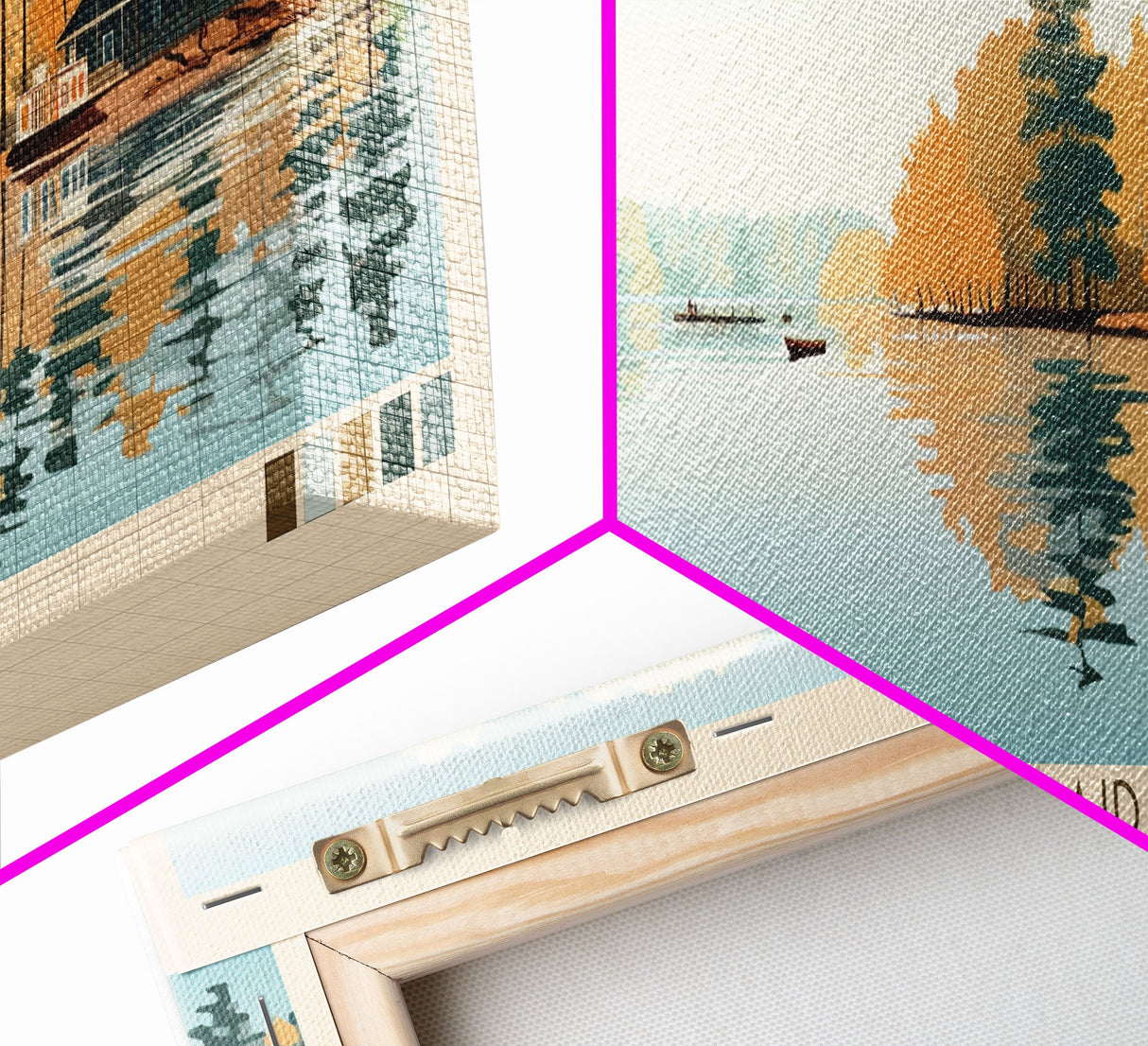 Lake Sinclair Georgia Framed Canvas Print, Panoramic Wall Art, Midcentury Modern, Pop Art, Living Room Decor, Travel Poster, Lake House Art
