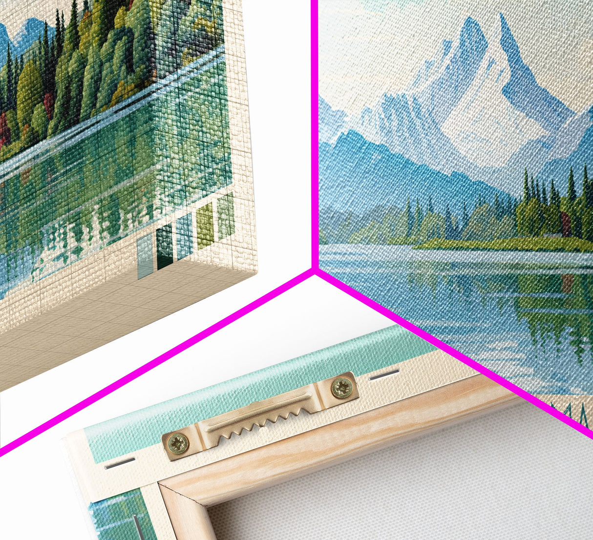 Lake Tahoma North Carolina Framed Canvas Print, Panoramic Wall Art, Midcentury Modern, Pop Art, Living Room Decor, Travel Poster, Lake House Art